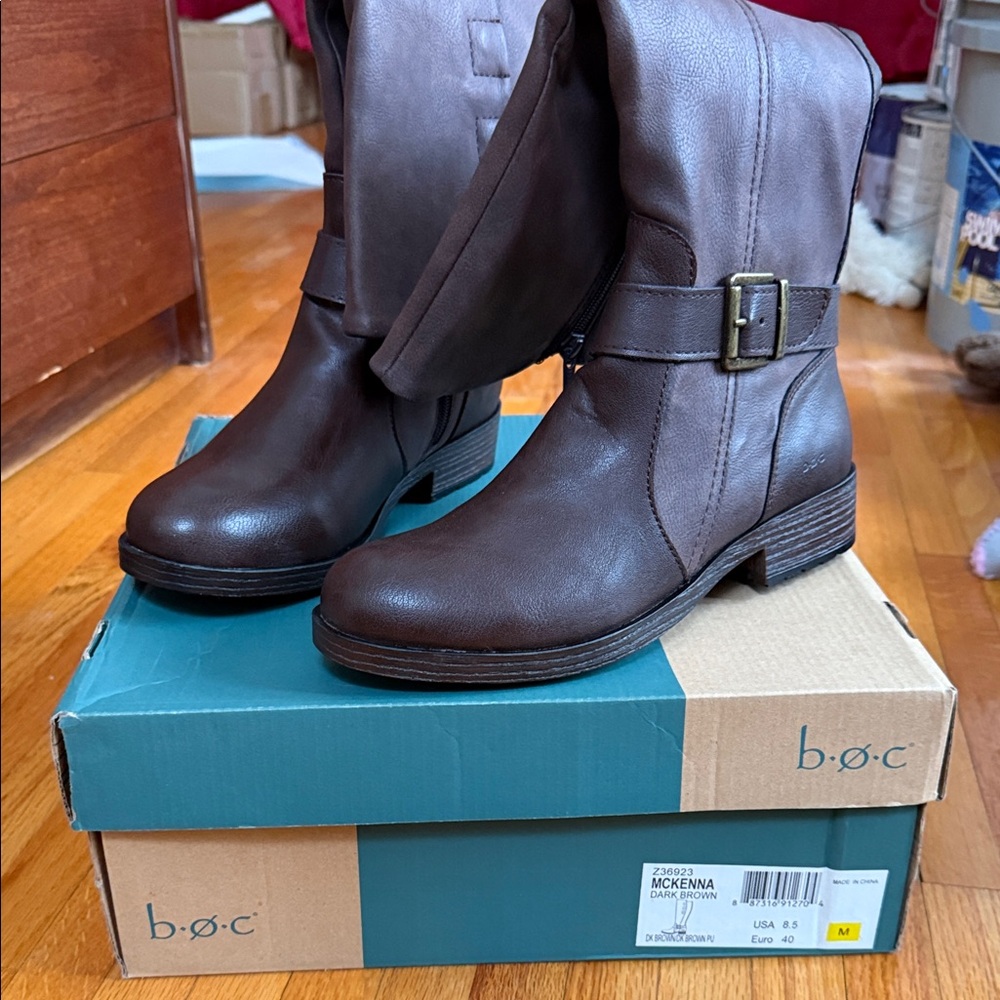 b.o.c. Dark Brown Ankle Booties with Buckle